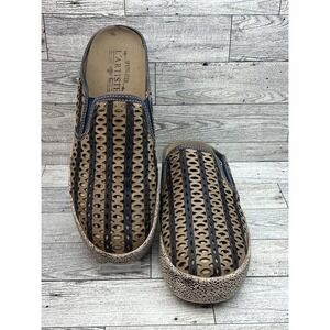 Spring Step L'Artiste Shoes Womens Size 40 Beige Blue Slip On Comfort Perforated